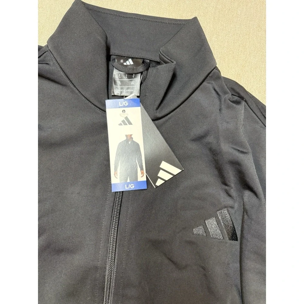 adidas Men's Black Track Jacket Zip Closure Long Sleeve L/G 100% Polyester